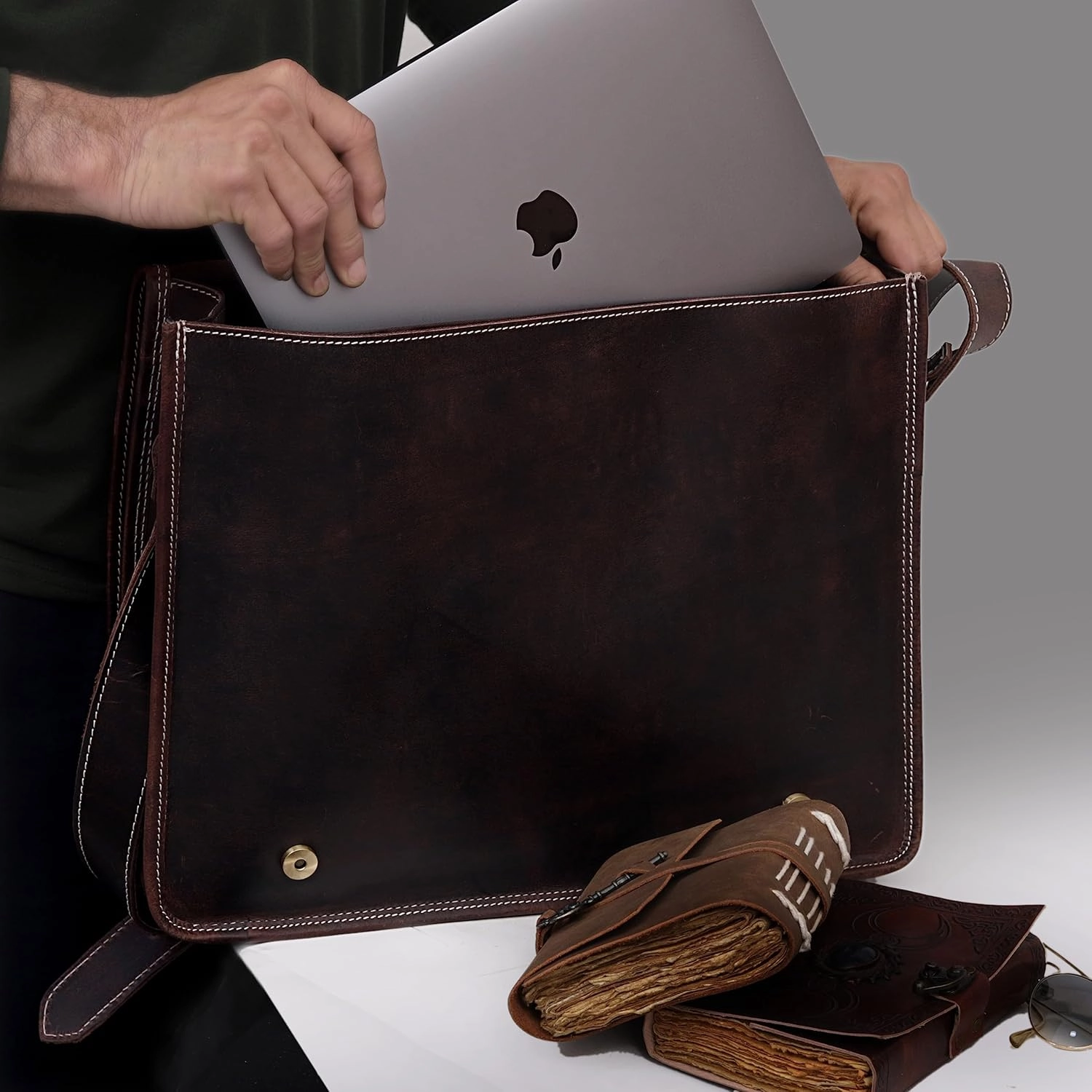 11 inch Small Crossbody Shoulder Genuine Leather iPad/Tablet Vintage Messenger Bag For 10.5 inch iPad Pro for Women & Men