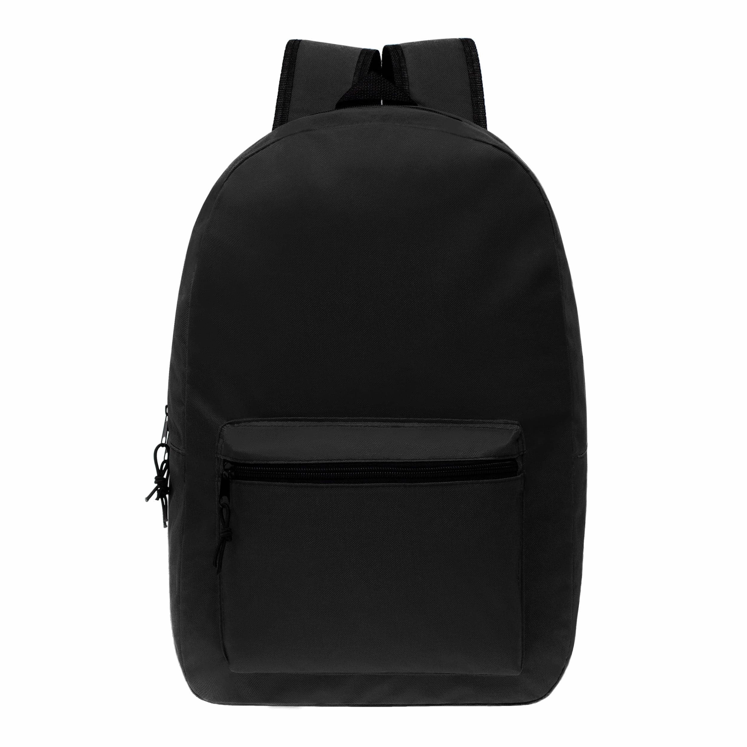 15" Kids Basic Wholesale Backpack in Black - Bulk Case of 24