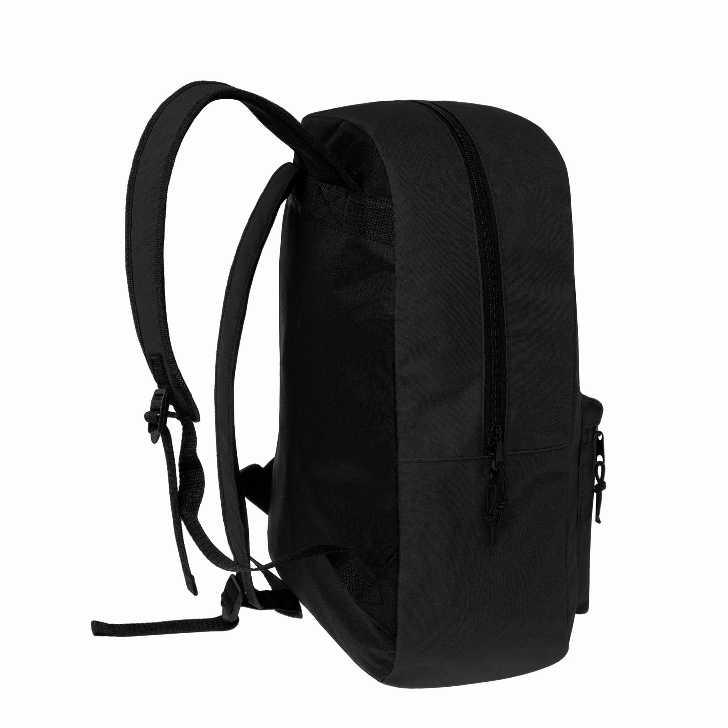 15" Kids Basic Wholesale Backpack in Black - Bulk Case of 24