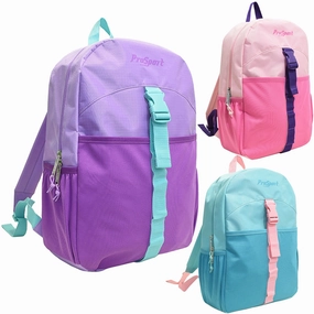 17" Multi Color Wholesale Backpacks in 3 Assorted Colors - Bulk Case of 24 Bookbags