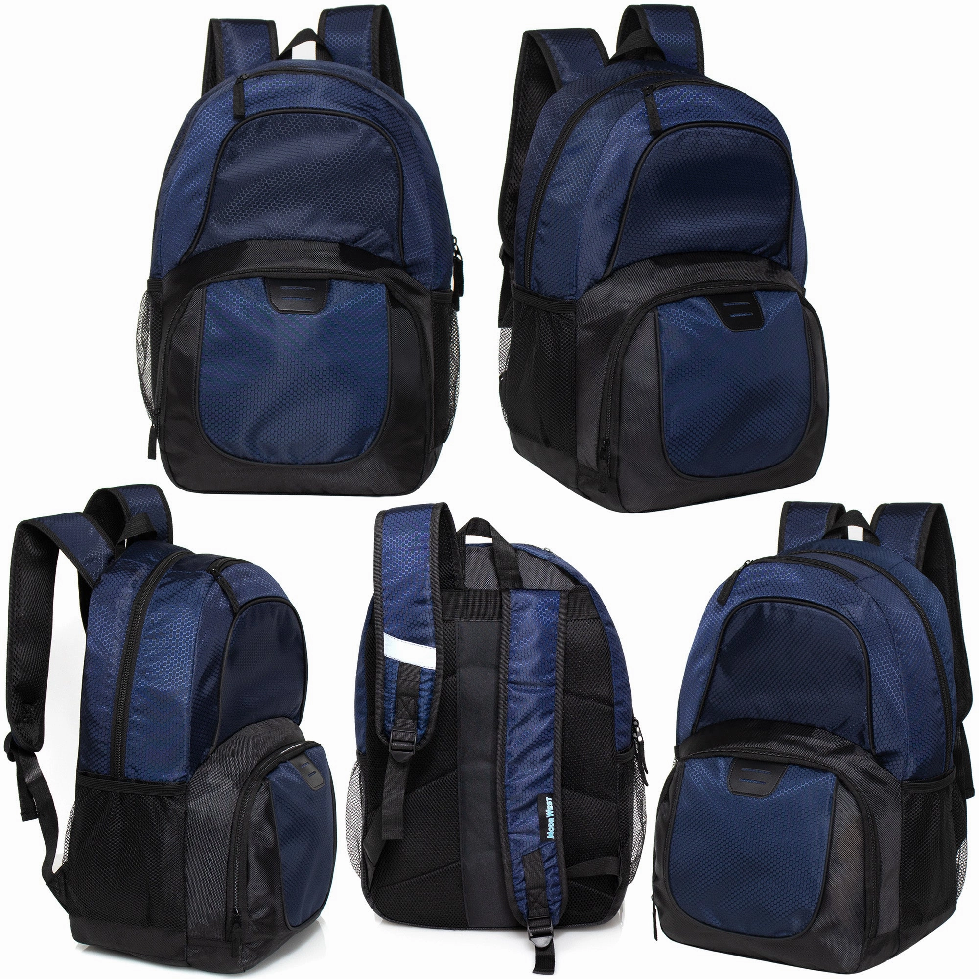 18" Deluxe Padded Back Wholesale Nylon Backpack with Laptop Pocket & Organizer - Bulk Case of 24