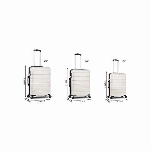 3 Piece Set Luggage Sets Women Men Teens Travel Suitcase with Lightweight TSA Lock Spinner, Home Outdoor Carry On Luggage with 4 Double Silent Wheels Adjustable Handle 20in 24in 28in, White