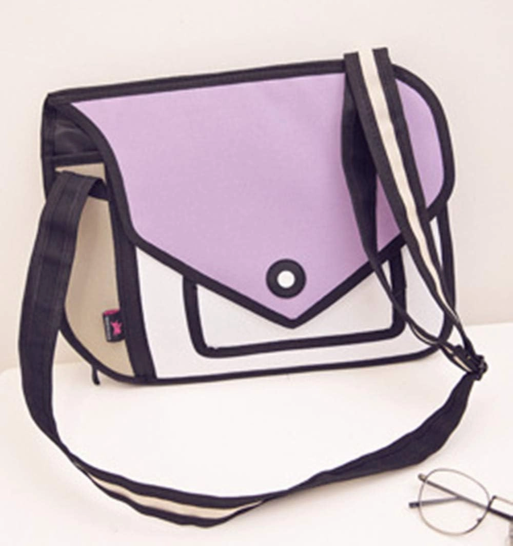3D Style 2D Drawing Cartoon Handbag Shoulder Canvas Messenger Bag