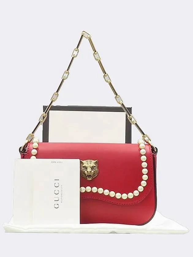 476804 Red color tiger chain clutch and shoulder bag