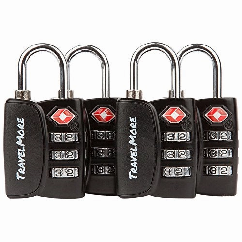 4 Pack Open Alert Indicator Tsa Approved 3 Digit Luggage Locks For Travel Suitcase & Baggage