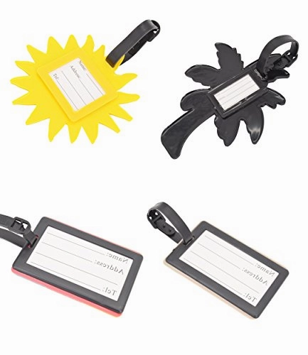 4 Pack Unique Luggage Tag Travel Suitcase Bag Summer Beach Series Identify Label with Loop (4 PCS) by OVOV