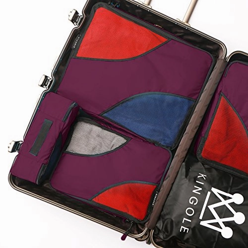 4 Set Packing Cubes Travel Luggage Packing Organizer with Laundry Bag 7 Colors Nylon YKK Zippers