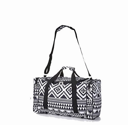 5 Cities Carry On Lightweight Small Hand Luggage Cabin on Flight & Holdalls (2 x Aztec Black/White)