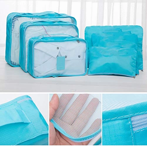 6pcs/set Packing Cube Double Zipper Waterproof Bag Luggage Clothes Sorting Pouch Portable Organizer,wine red