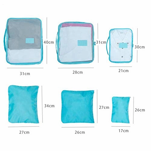 6pcs/set Packing Cube Double Zipper Waterproof Bag Luggage Clothes Sorting Pouch Portable Organizer,wine red