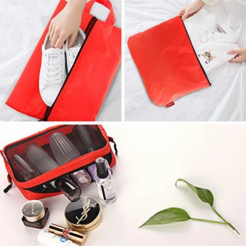 9 Set Packing Cubes, CHICMODA Travel Packing Organizers with Toiletry Bag, Red