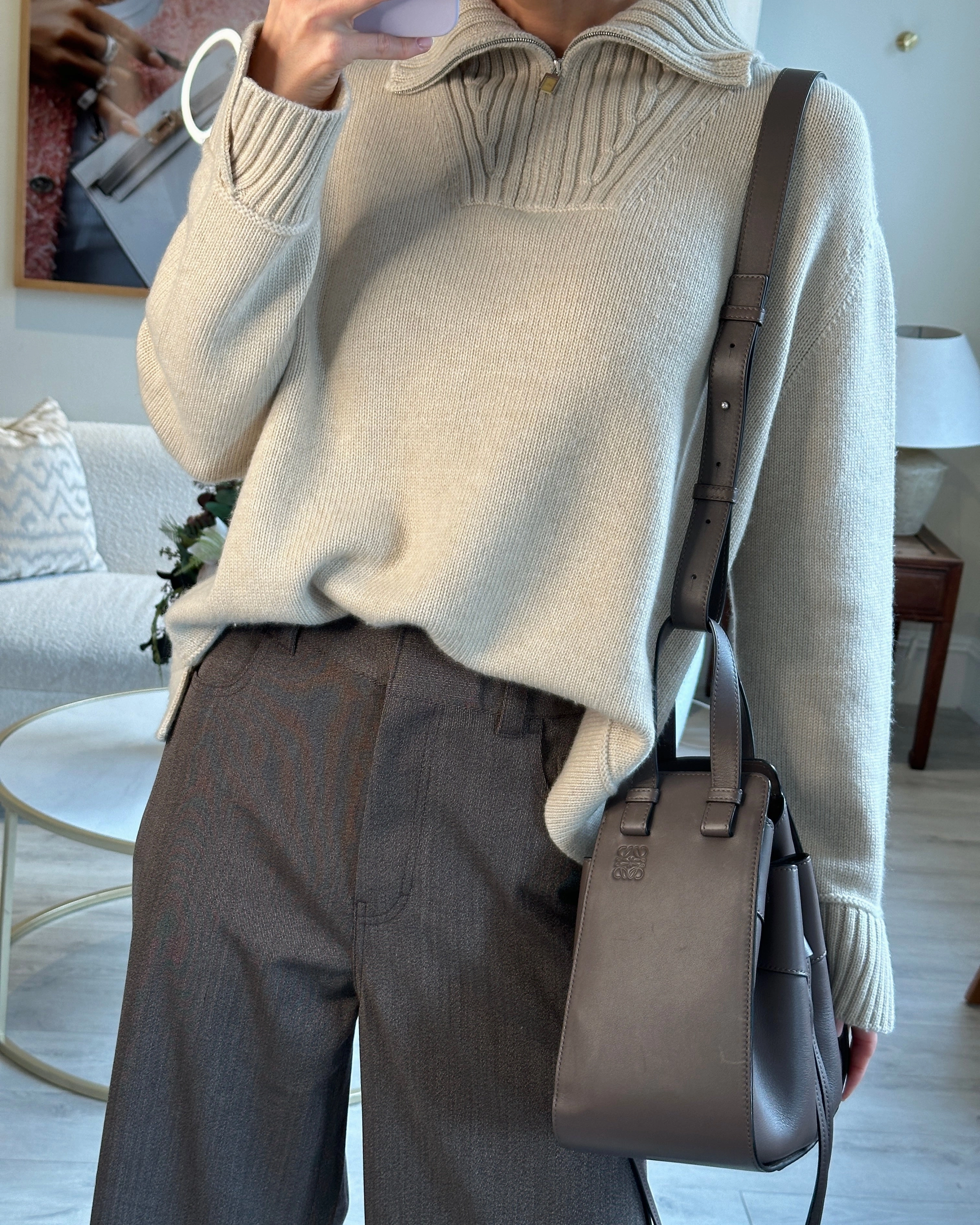 *HOT* Loewe Brown Hammock Small Textured-Leather Shoulder Bag with Silver Hardware  RRP 2,250
