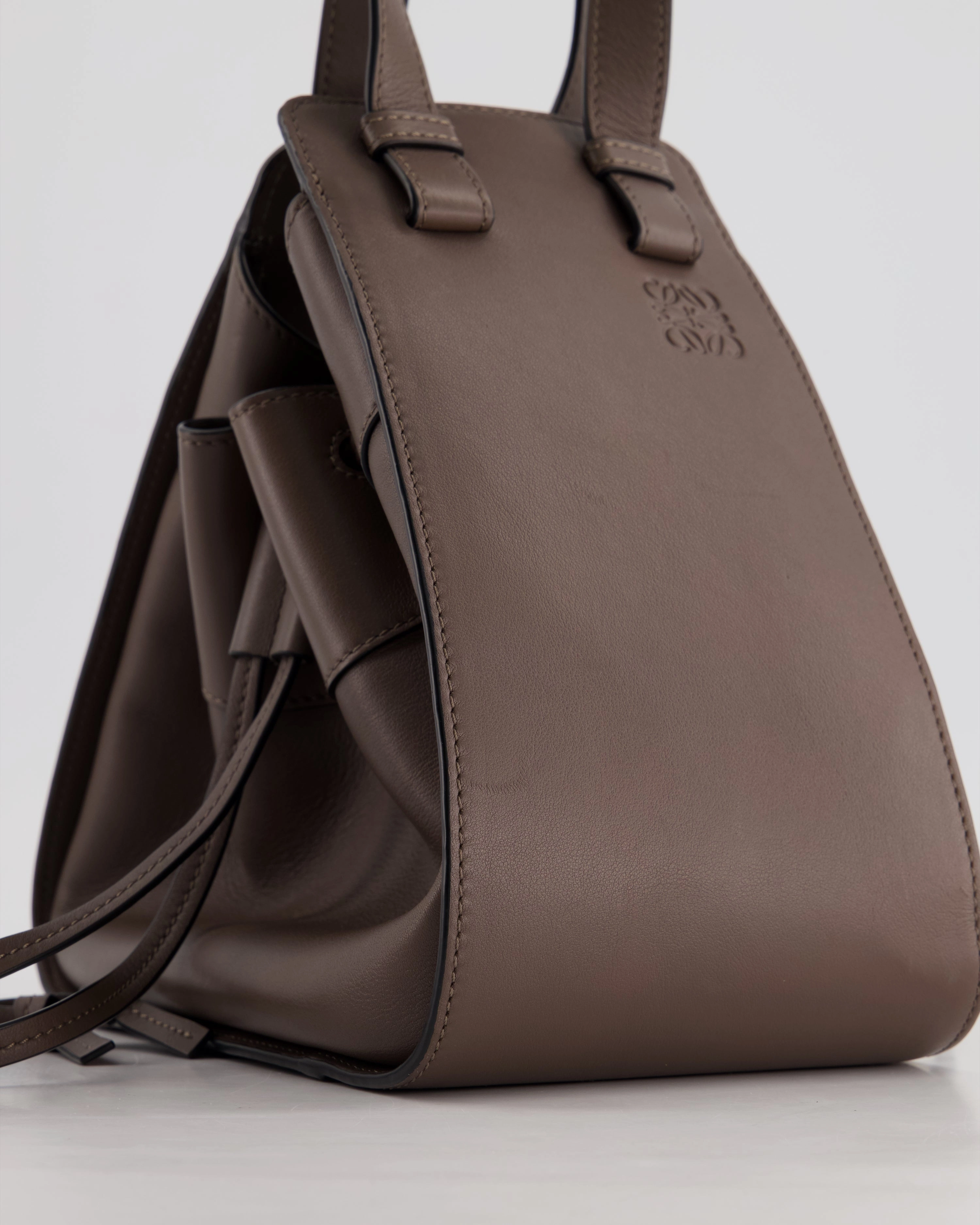*HOT* Loewe Brown Hammock Small Textured-Leather Shoulder Bag with Silver Hardware  RRP 2,250