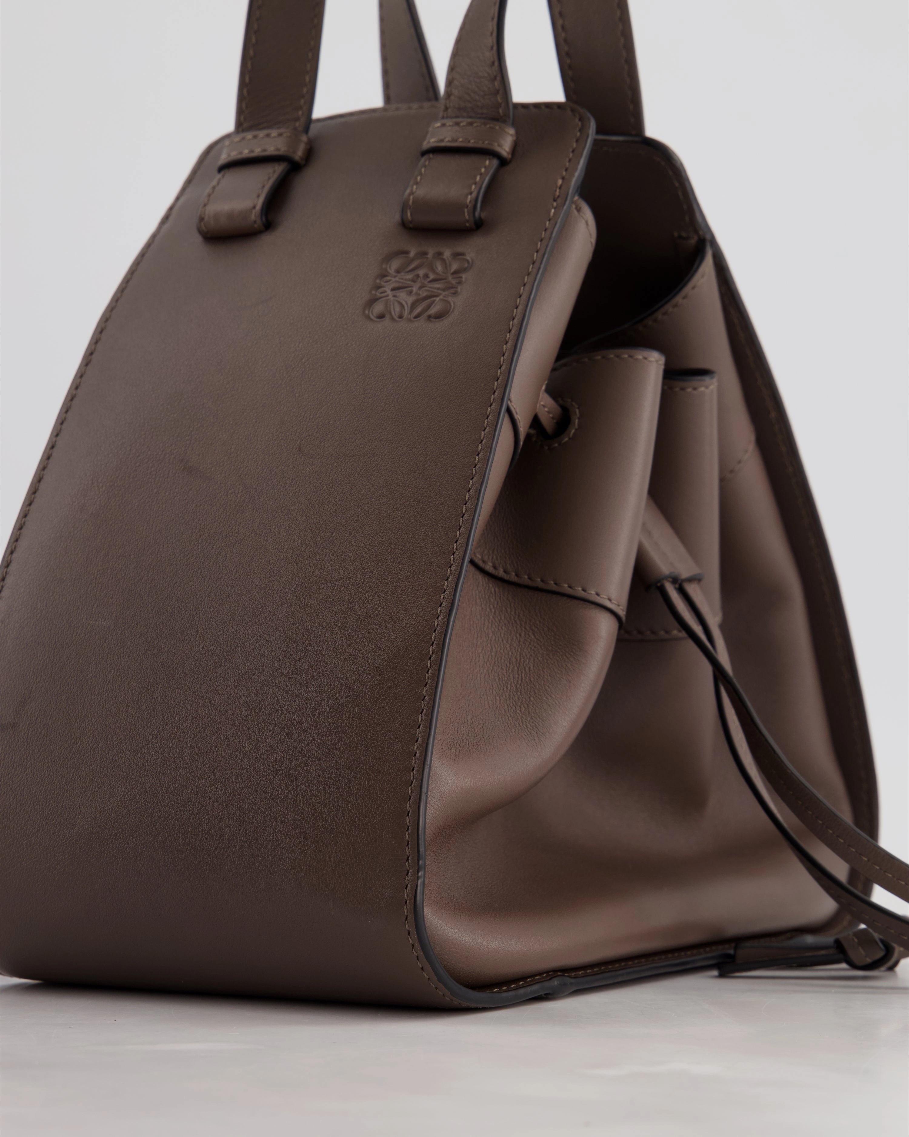 *HOT* Loewe Brown Hammock Small Textured-Leather Shoulder Bag with Silver Hardware  RRP 2,250