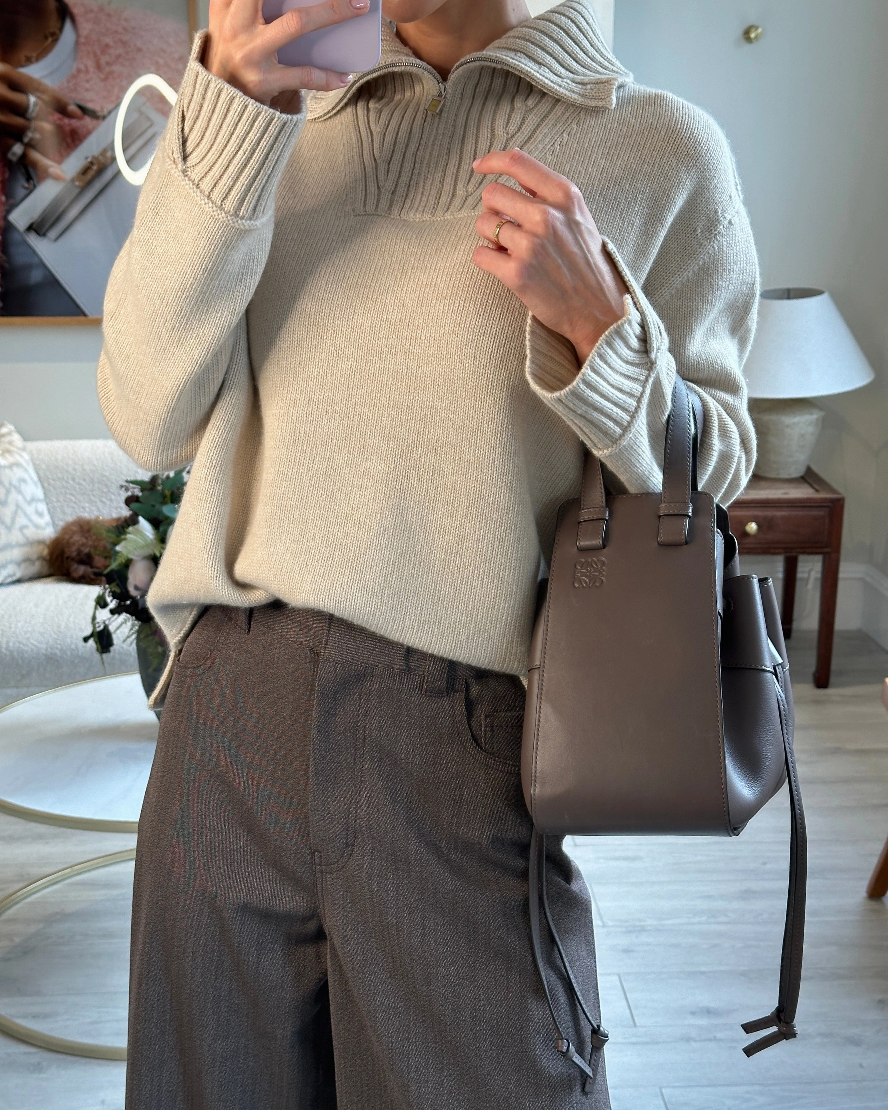 *HOT* Loewe Brown Hammock Small Textured-Leather Shoulder Bag with Silver Hardware  RRP 2,250