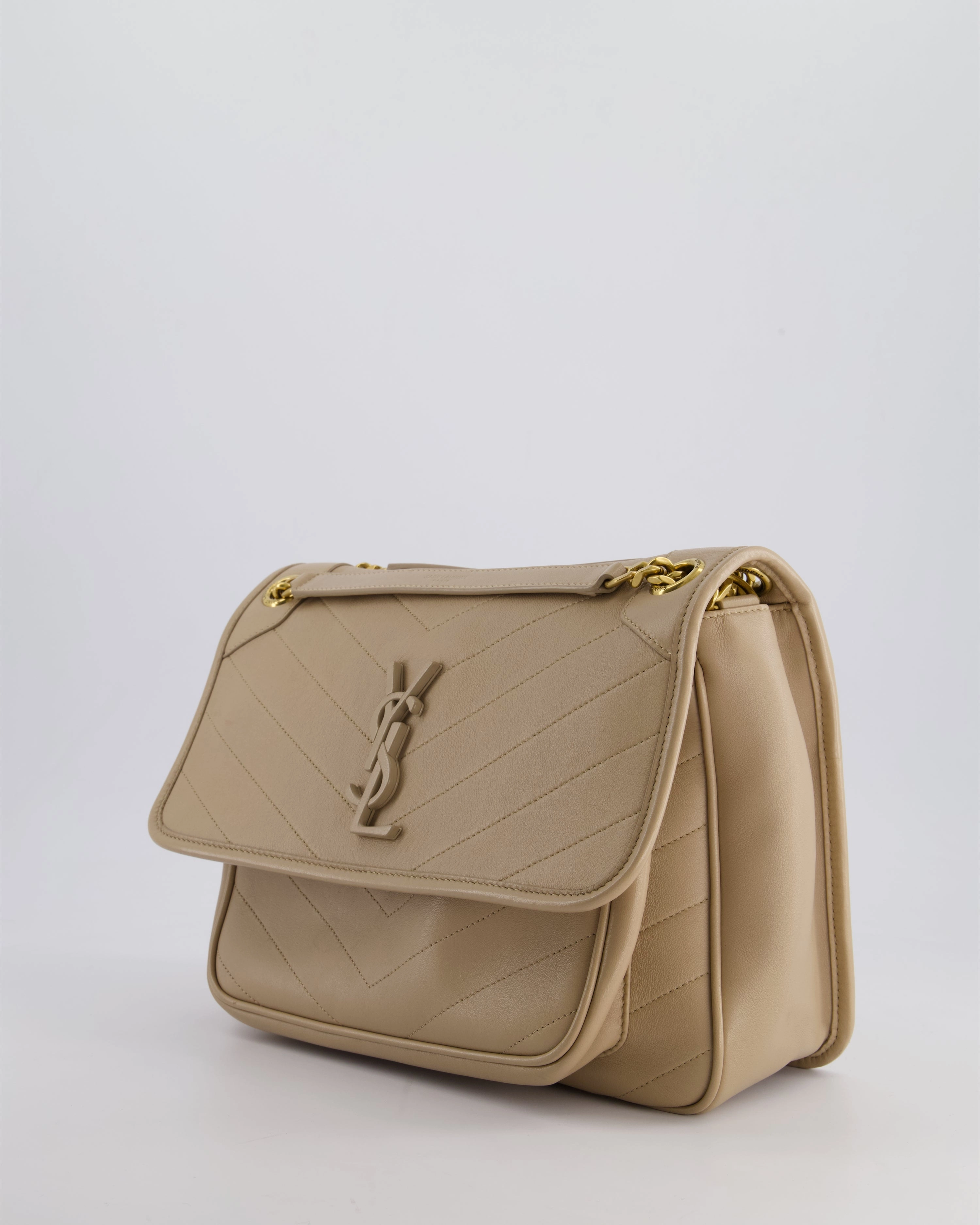 *HOT* Saint Laurent Beige Niki Medium YSL Leather Shoulder Bag in Calfskin Leather with Gold Hardware RRP 2,430