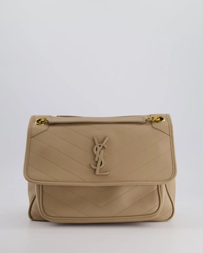 *HOT* Saint Laurent Beige Niki Medium YSL Leather Shoulder Bag in Calfskin Leather with Gold Hardware RRP 2,430