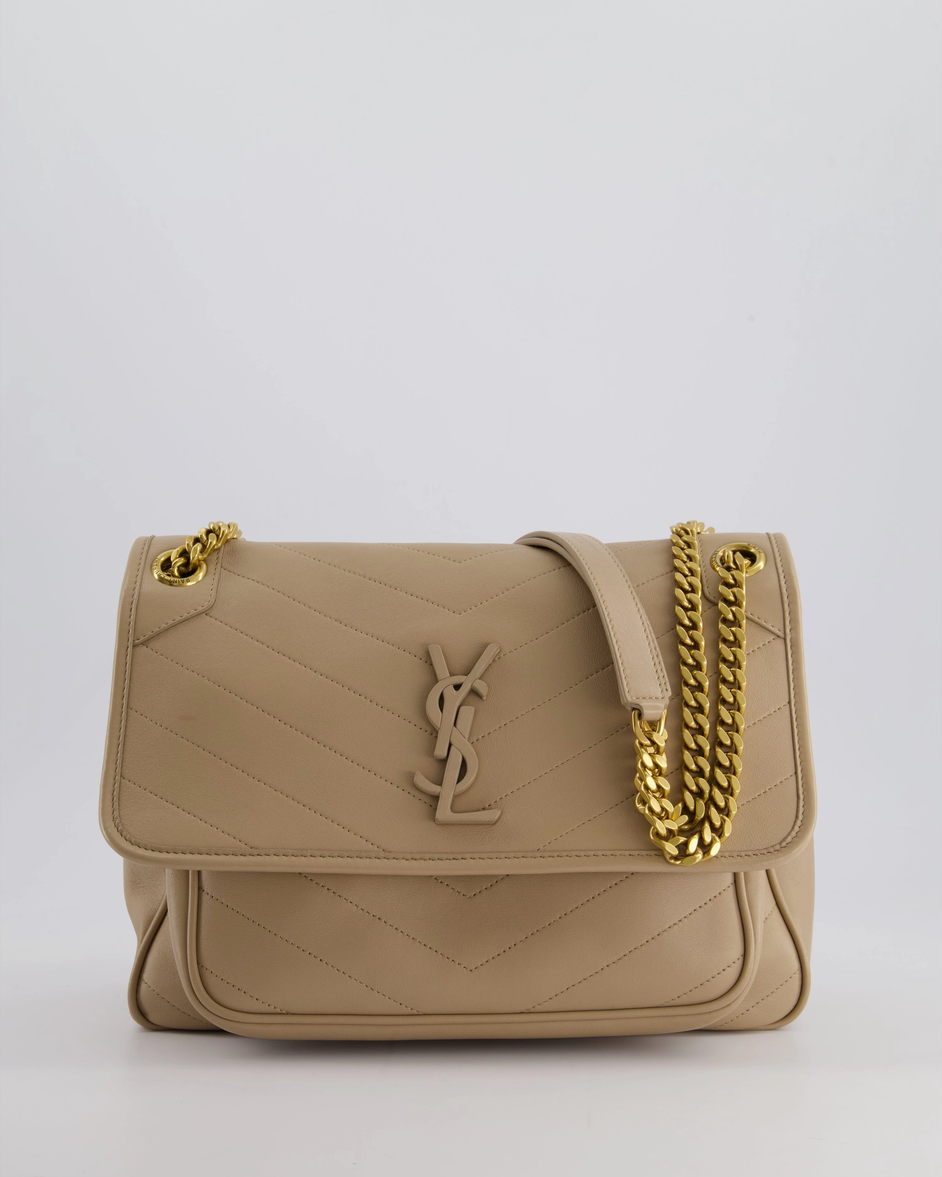 *HOT* Saint Laurent Beige Niki Medium YSL Leather Shoulder Bag in Calfskin Leather with Gold Hardware RRP 2,430