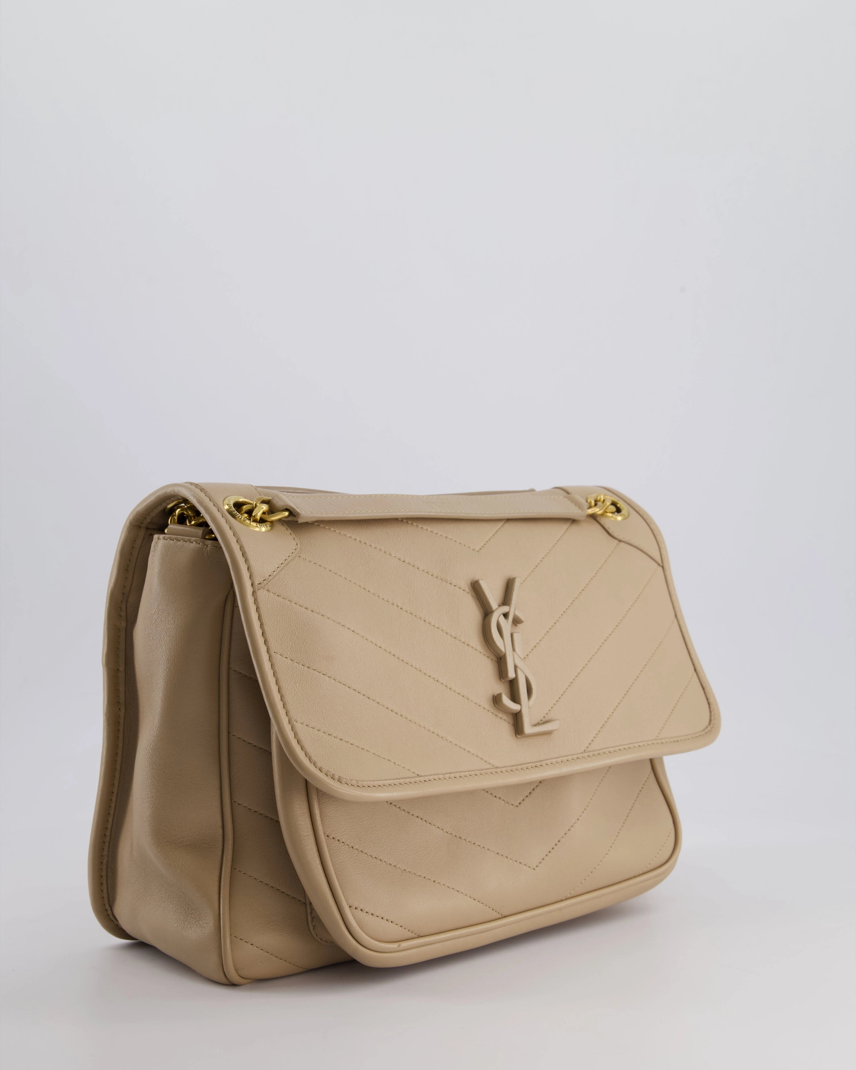 *HOT* Saint Laurent Beige Niki Medium YSL Leather Shoulder Bag in Calfskin Leather with Gold Hardware RRP 2,430