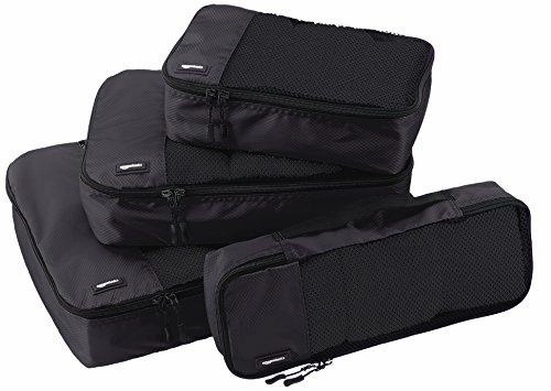 Amazonbasics 4-Piece Packing Cube Set - Small, Medium, Large, And Slim, Black