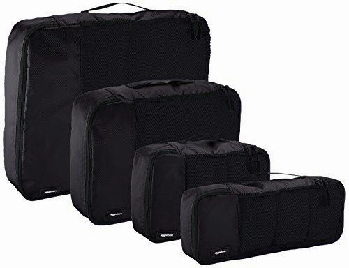 Amazonbasics 4-Piece Packing Cube Set - Small, Medium, Large, And Slim, Black