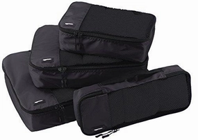 Amazonbasics 4-Piece Packing Cube Set - Small, Medium, Large, And Slim, Black