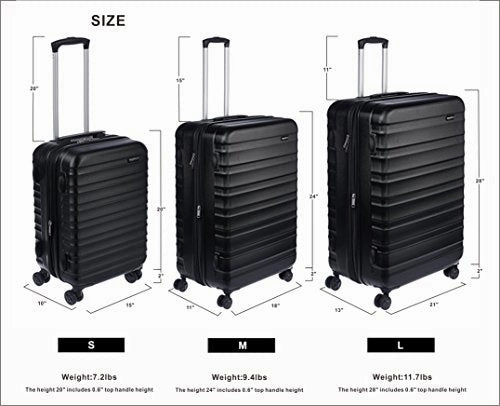 AmazonBasics Hardside Carry On Spinner Travel Luggage Suitcase - 21 Inch, Black