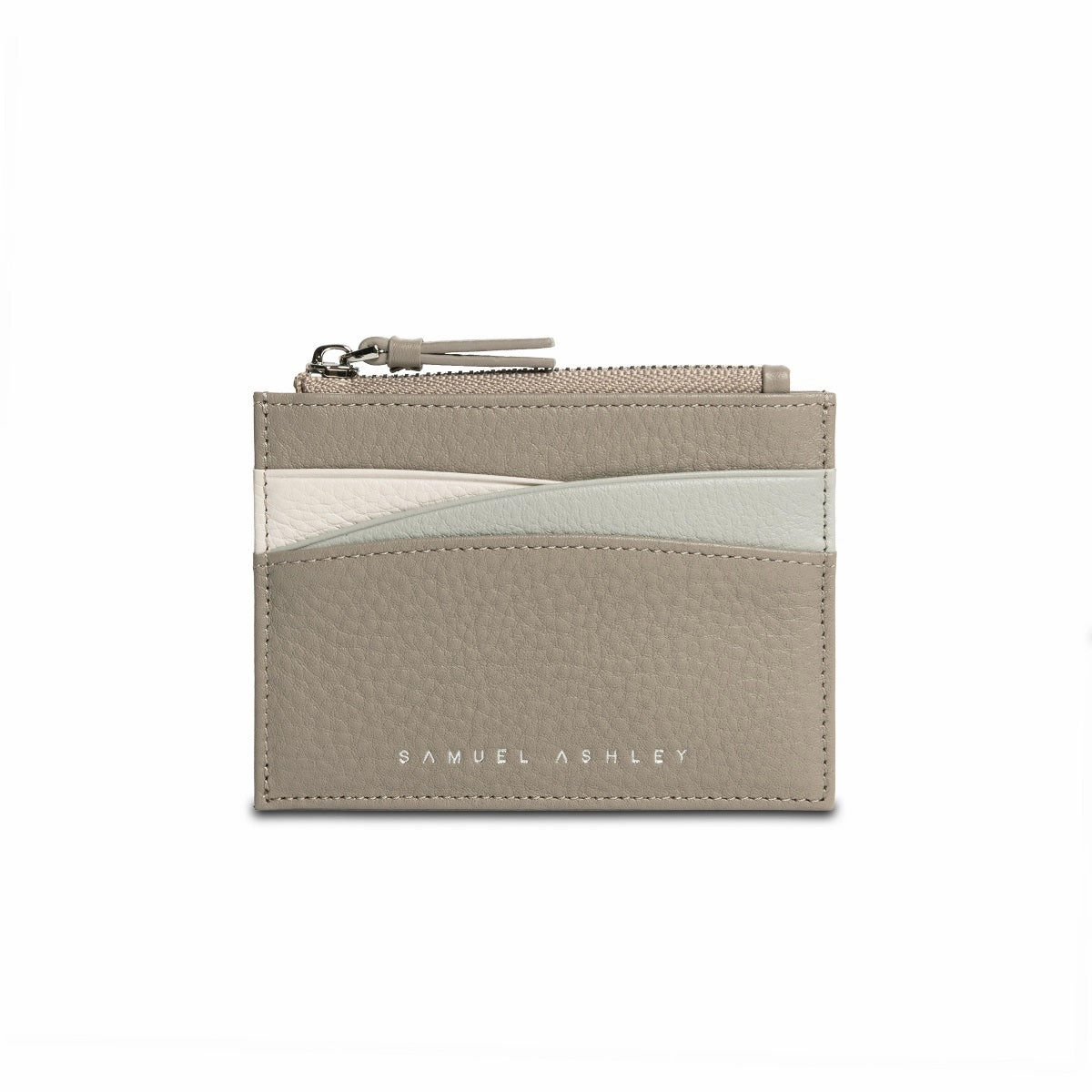 Amber Top Zip Leather Card Holder