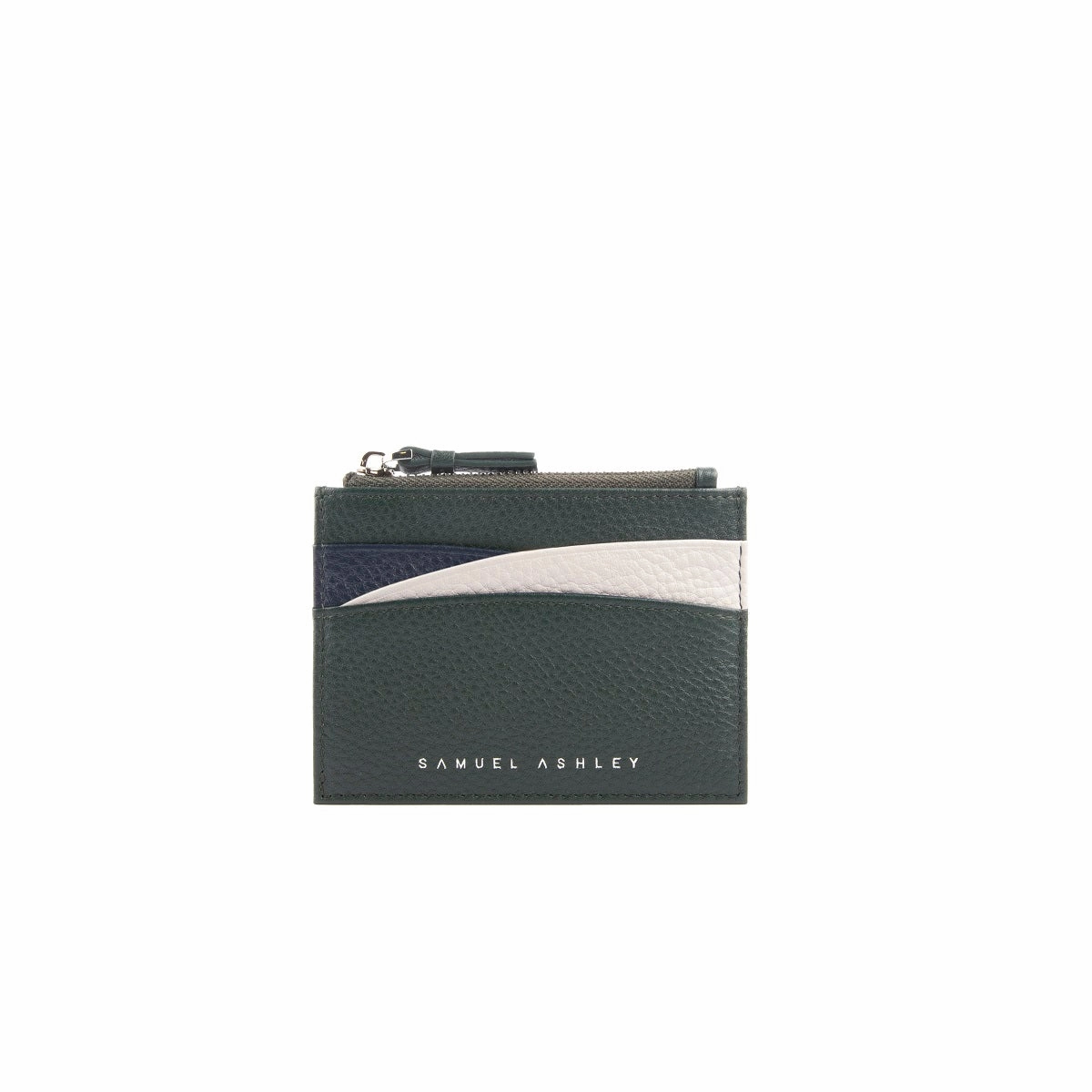 Amber Top Zip Leather Card Holder