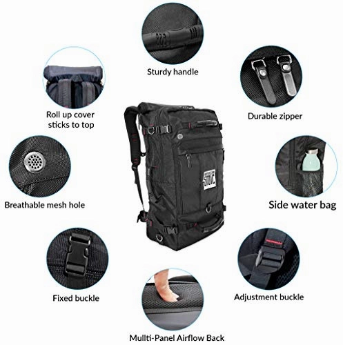 American Stoic Carry On Bag Black - 50L TSA Approved Weekender Bag  Convertible from 19 Laptop Backpack to Carryon Duffel Bag  22x14x9 (43 linear) Inches