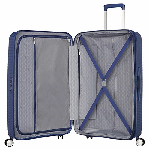 AMERICAN TOURISTER Soundbox - Spinner 55/20 Expandable Suitcase, 55 cm, 35.5 liters, Blue (Midnight Navy)