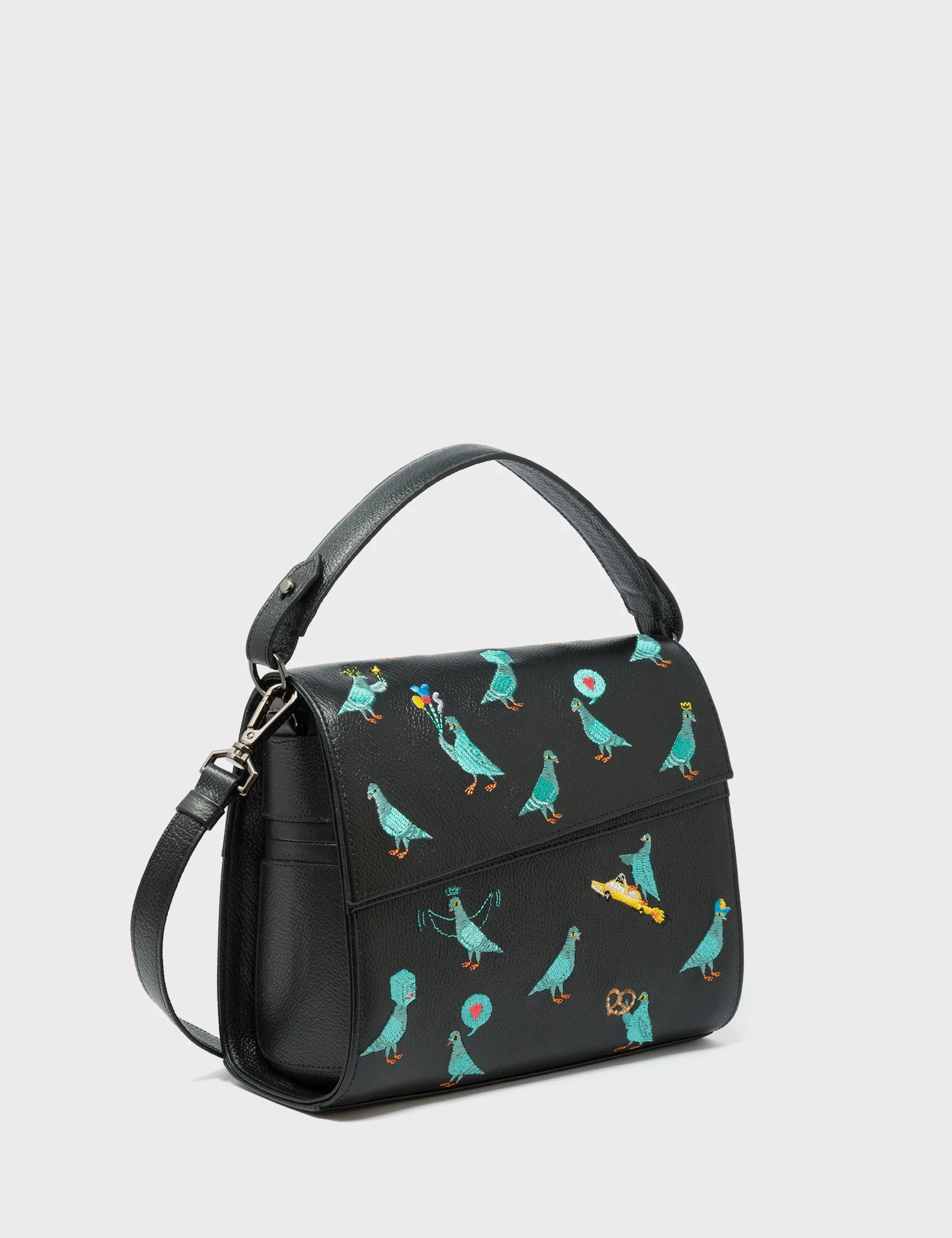 Anastasio Mini Crossbody Handbag Black Leather - Pigeonista Embroidery