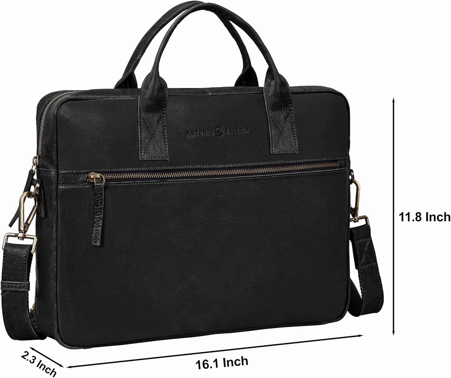 ANTONIO VALERIA Andy Washed Leather Laptop Messenger Bag for Men