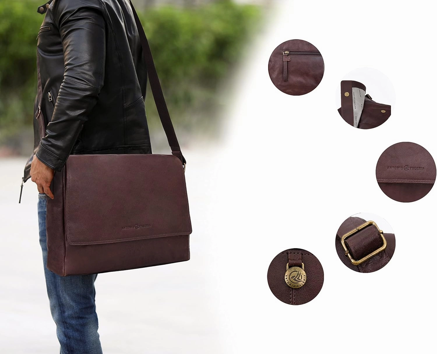 Antonio Valeria Robert Premium Leather Messenger Bag for Men