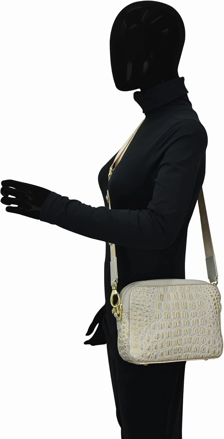 Anuschka Women's Original Hand-Painted Leather Twin Top Messenger