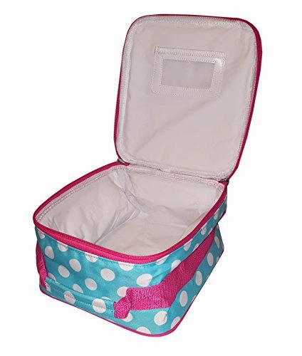Aqua Polka Dot Back To School Lunch Tote