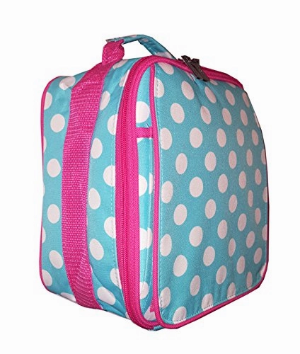 Aqua Polka Dot Back To School Lunch Tote