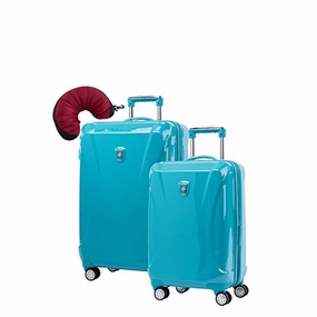 Atlantic Ultra Lite 4 Hardside 21 and 24-Inch Expandable Spinners, Travel Pillow (Turquoise Blue)