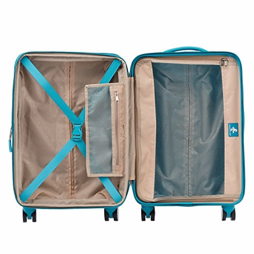 Atlantic Ultra Lite 4 Hardside 21 and 24-Inch Expandable Spinners, Travel Pillow (Turquoise Blue)
