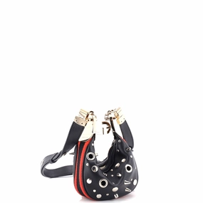 Attache Shoulder Bag Grommet Embellished Leather Mini