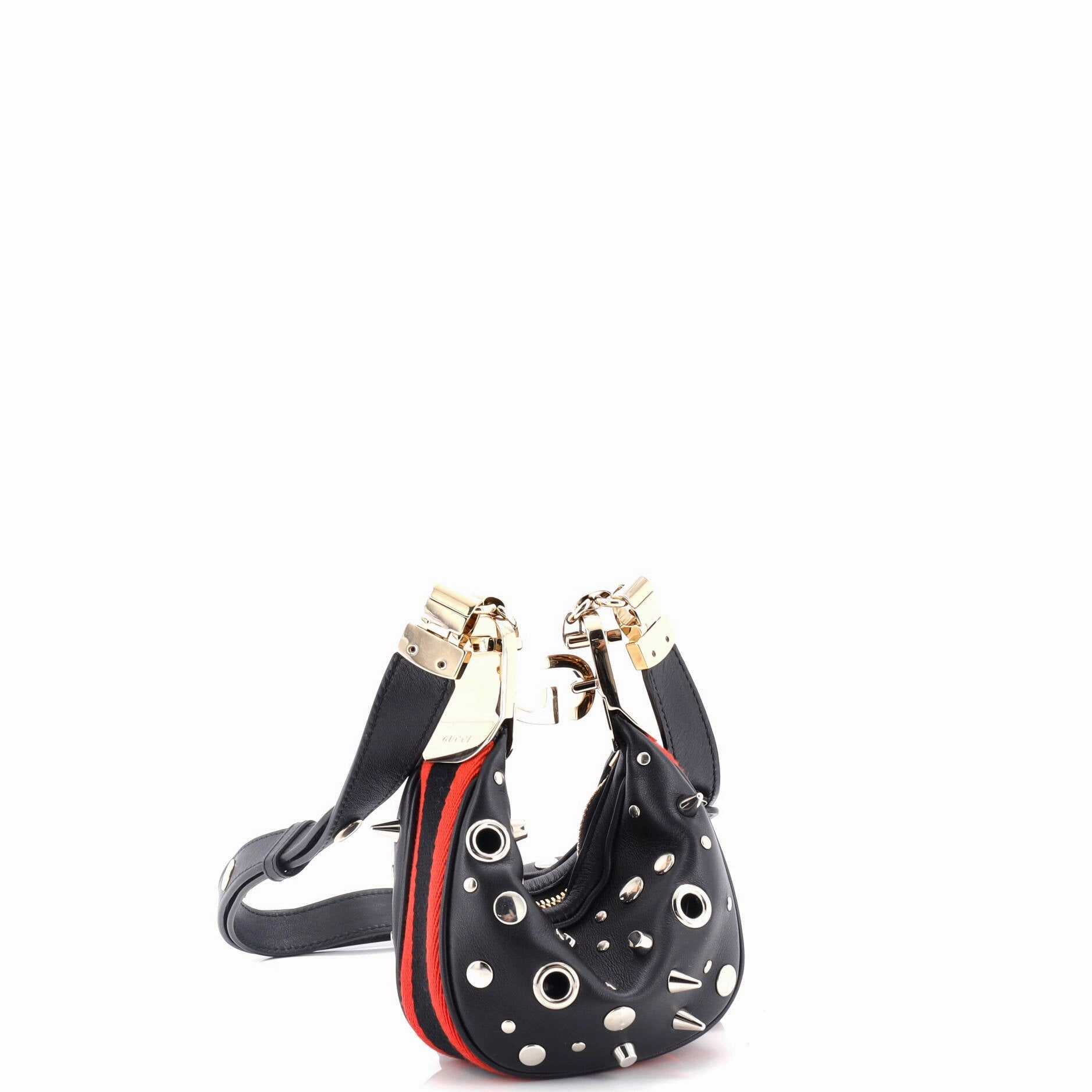 Attache Shoulder Bag Grommet Embellished Leather Mini