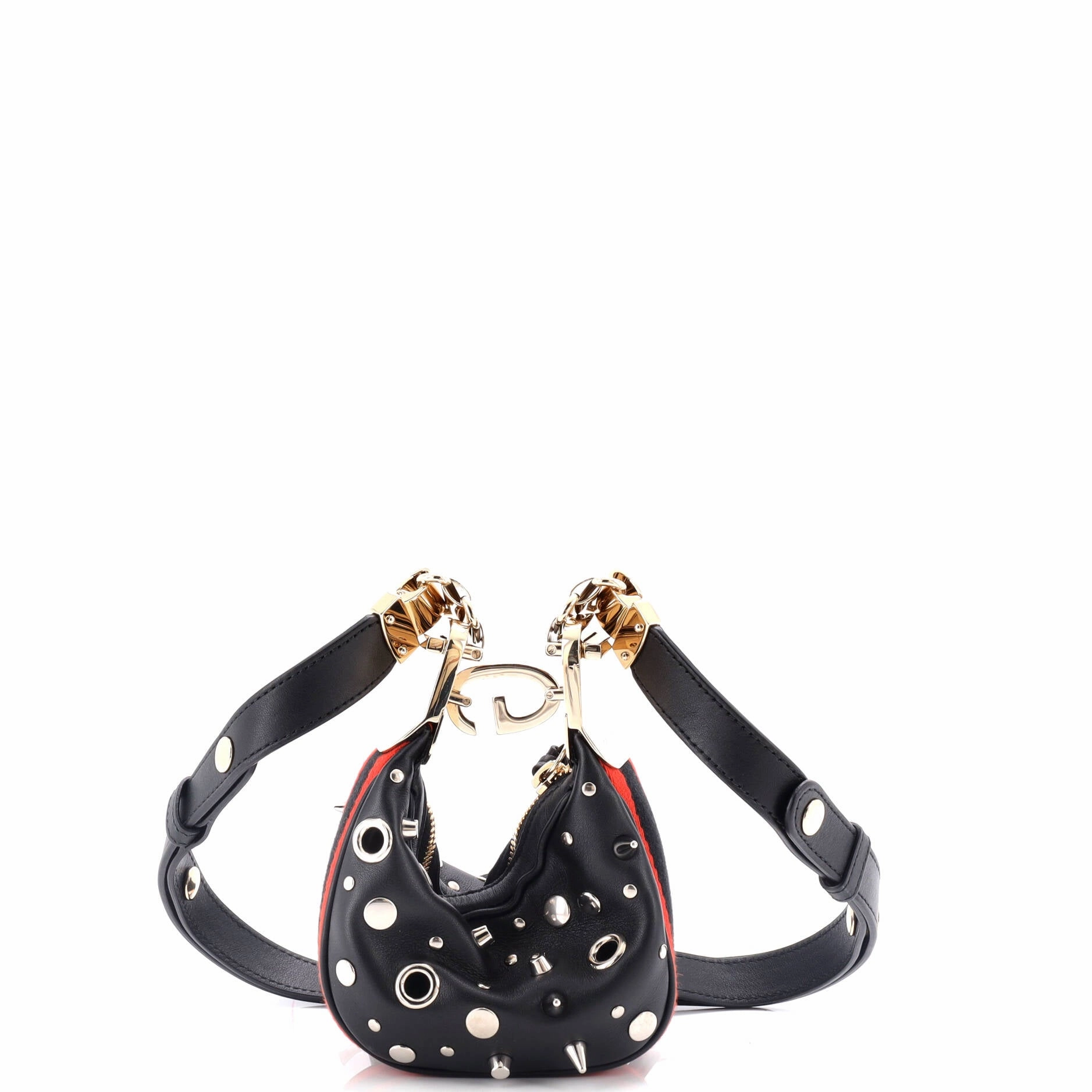 Attache Shoulder Bag Grommet Embellished Leather Mini