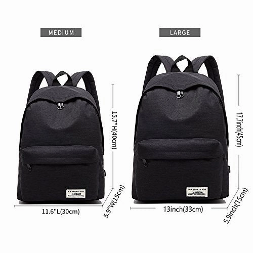Augur Casual Laptop Backpack Light-Weight Classic Bookbag Rucksack for Travel, Black
