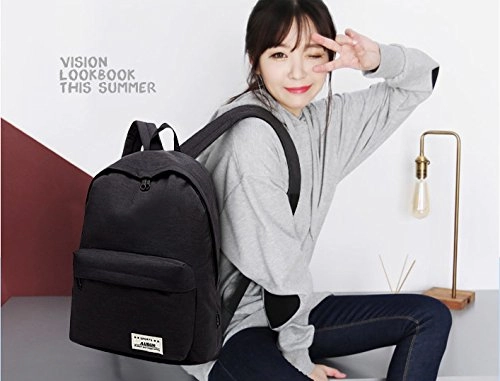 Augur Casual Laptop Backpack Light-Weight Classic Bookbag Rucksack for Travel, Black