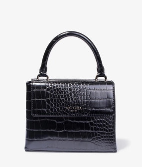 Aynaya croc effect small top handle tote