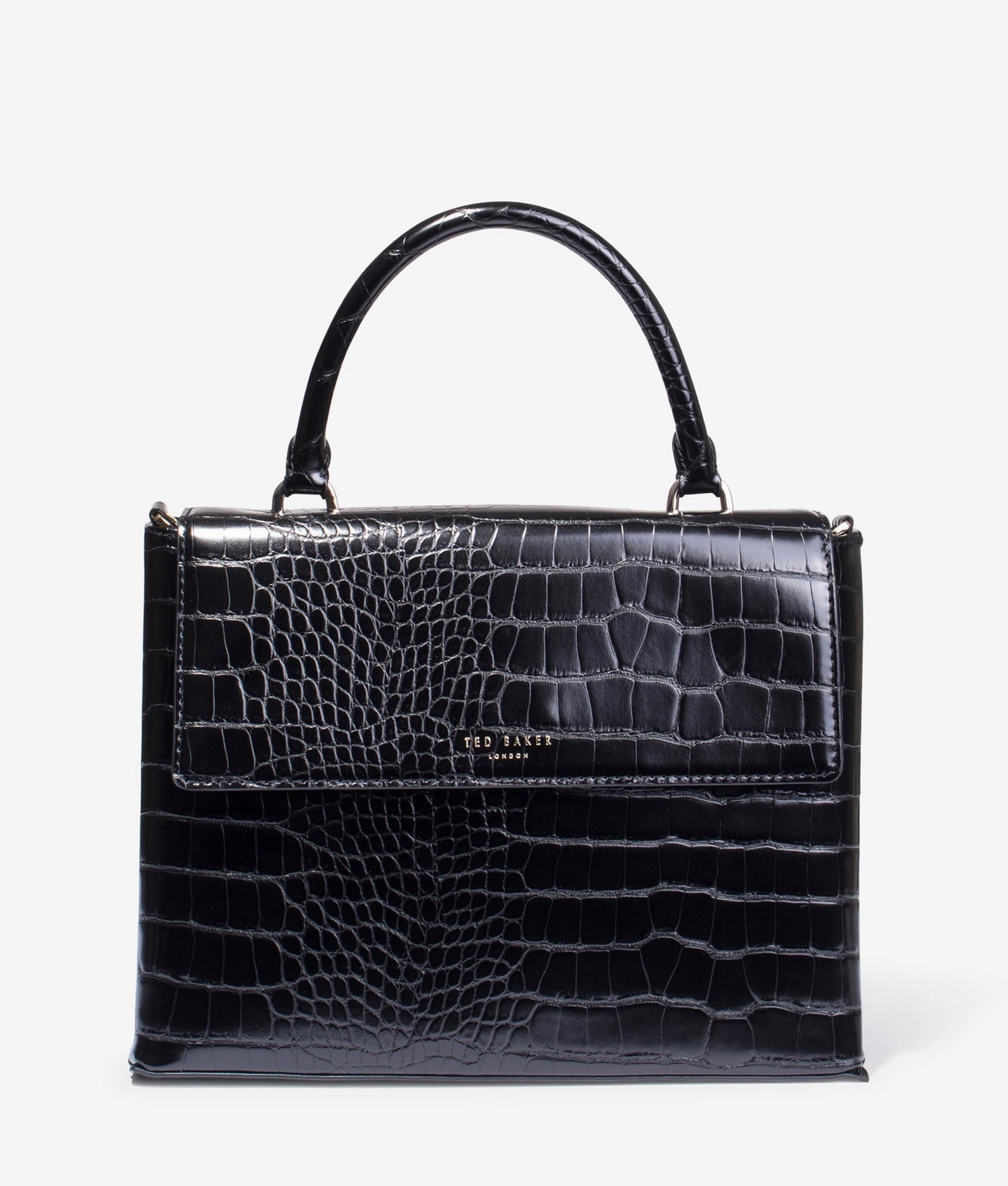 Aynissa croc effect top handle tote in black
