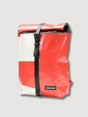 Backpack F155 Clapton Red & White In Used Truck Tarps | Freitag