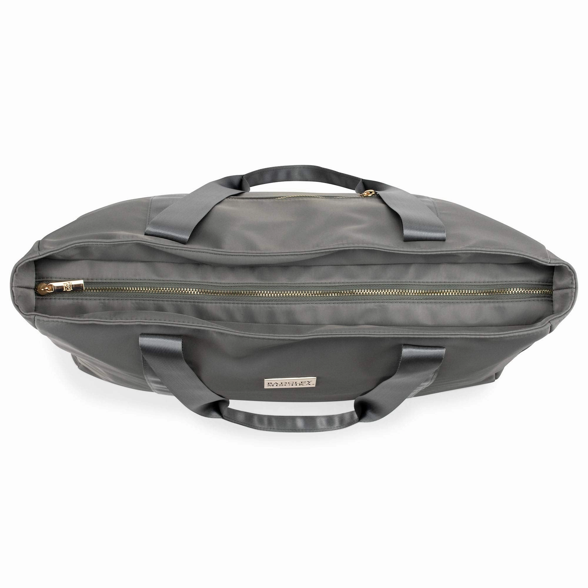 BADGLEY MISCHKA Nylon Travel Tote Weekender Bag - Lightweight Packable Travel Bag (Grey)