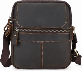BAIGIO Genuine Leather Small Messenger Bag for Men Crossbody Shoulder Bag for Ipad Vintage Man Purse Satchel Daily Business