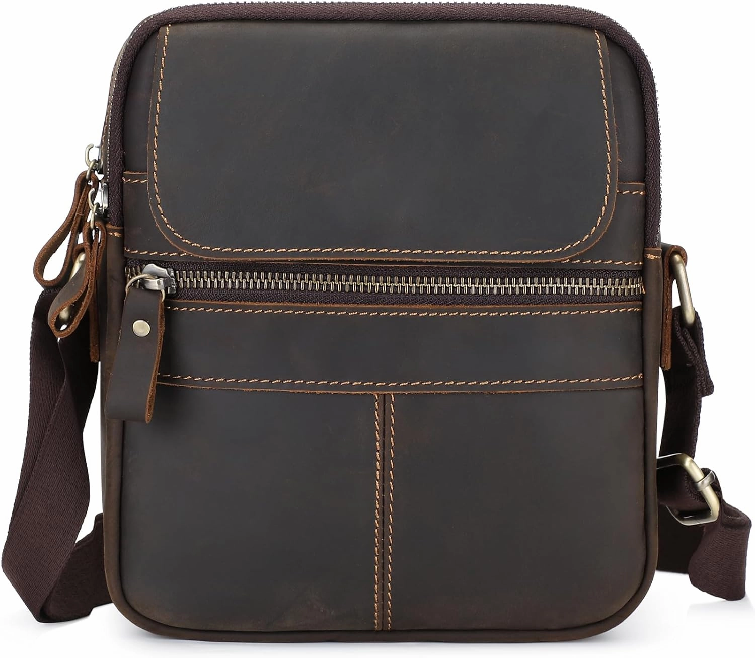 BAIGIO Genuine Leather Small Messenger Bag for Men Crossbody Shoulder Bag for Ipad Vintage Man Purse Satchel Daily Business